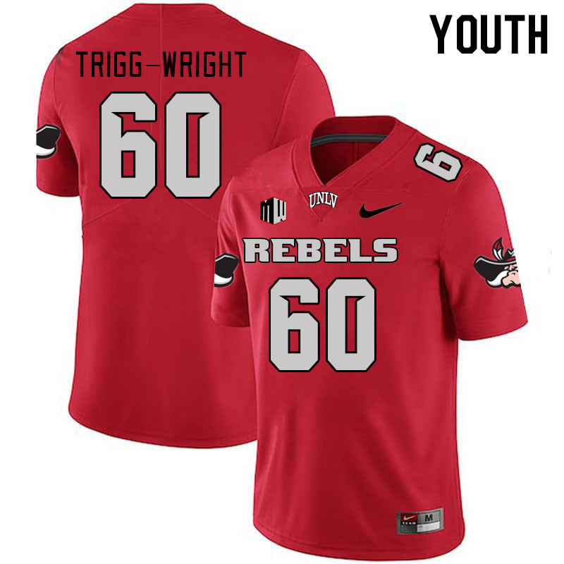 Youth #60 Amani Trigg-Wright UNLV Rebels 2023 College Football Jerseys Stitched-Scarlet